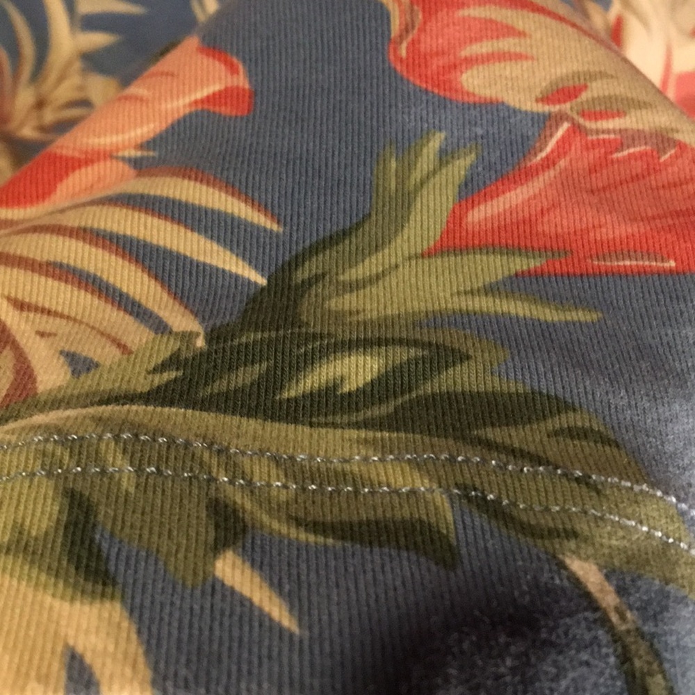 American Living Tropical Floral Blue Tee Shirt Dress Lace Up Front Short Sleeve - Picture 15 of 17